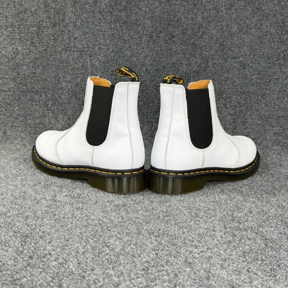 Dr. Martens 2976 Chelsea Boots Women's 9 White Smooth Leather Yellow Stitch Pull - Picture 6 of 13
